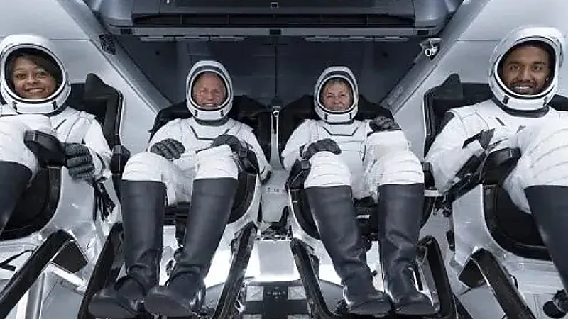 لحظة فتح باب مركبة دراغون استعدادا لنزول "علي" و"ريانة" لمحطة الفضاء الدولية