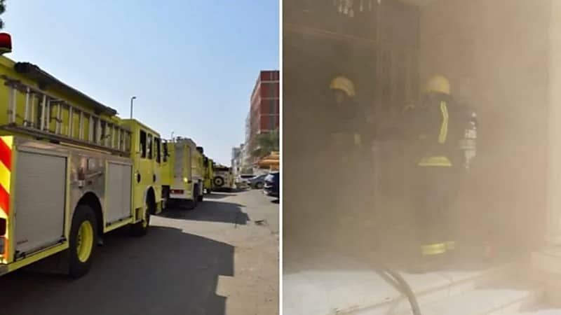 مدني جدة ينقذ امرأة تعرضت لاختناق طفيف إثر حريق "صور"