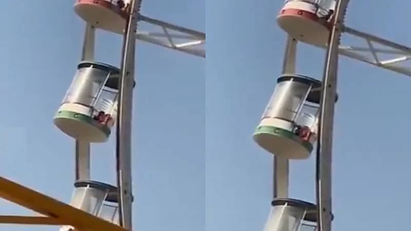 فيديو.. شاب وفتاة في وضع خادش بمدينة ملاهي بالعراق