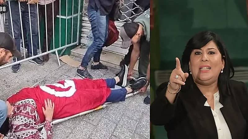انهيار عبير موسى أمام الداخلية التونسية إثر إضرابها عن الطعام