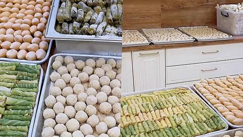 امرأة تكشف عن مفرزناتها لشهر رمضان بإعداد كافة أنواع الطعام .. فيديو