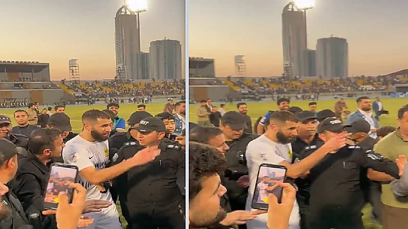 الجماهير تعرقل كريم بنزيما عن الحديث لوسائل الإعلام .. فيديو