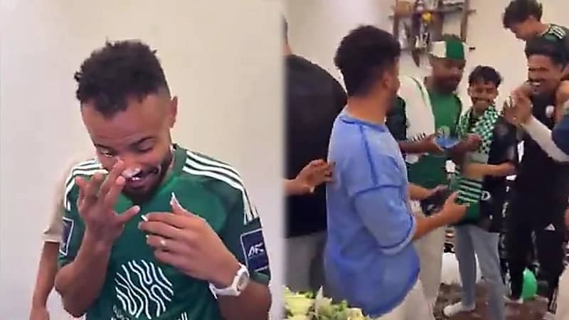 مجرشي يحتفل برفقة عائلته بمناسبة تتويج الأهلي بكأس آسيا.. فيديو