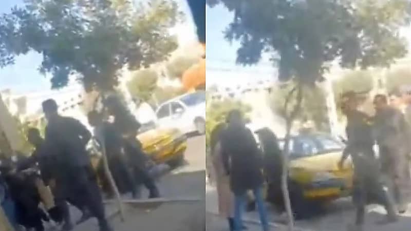 بالفيديو.. نظام "الملالي" يعتدي بالضرب على النساء خوفًا من تجمعهم