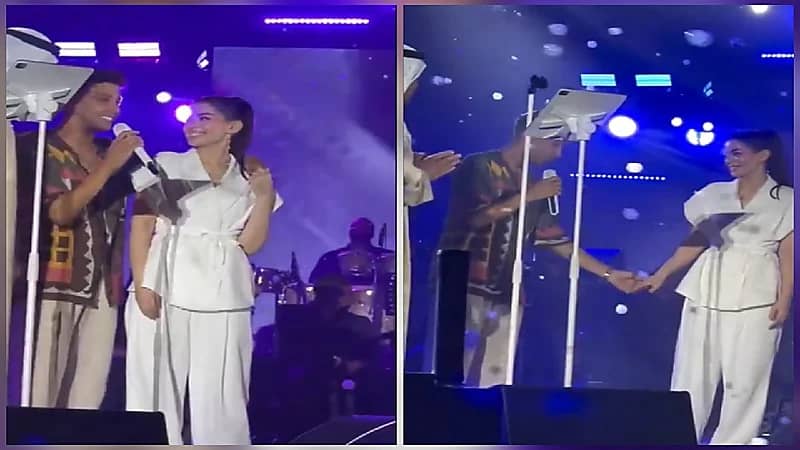 هشام جمال يفاجئ ليلى زاهر بأغنية زفافهما في حفل الجسمي.. فيديو