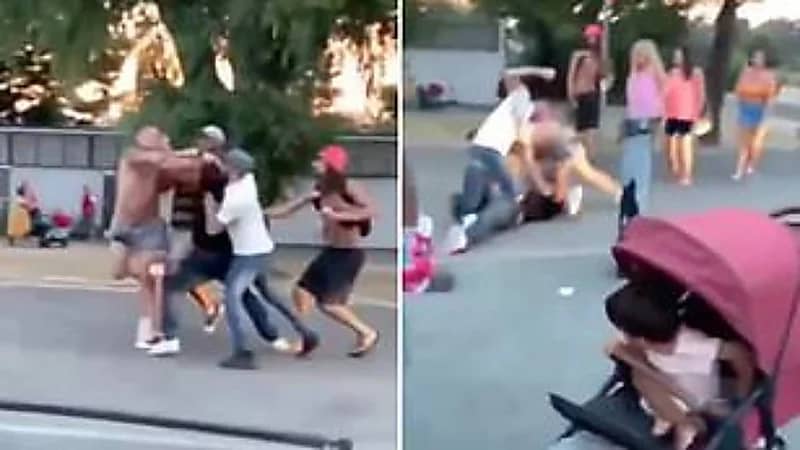 بالفيديو.. مشاجرة عنيفة بين عدة رجال بالشارع
