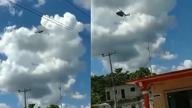 شاهد..لحظة سقوط طائرة مروحية بطريقة غريبة