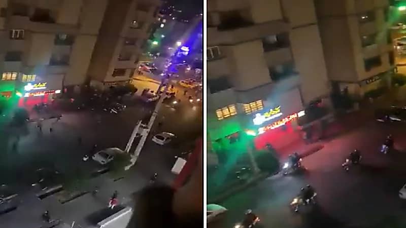 بالفديو.. لحظة فرار متظاهرين من الشرطة الإيرانية