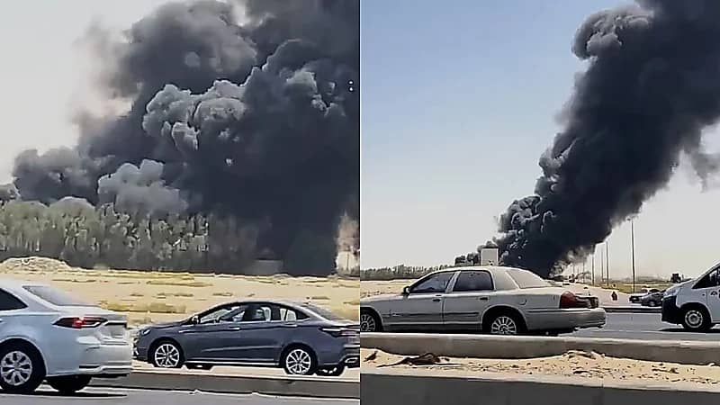 حريق ضخم على طريق أبو حدرية في الدمام.. فيديو