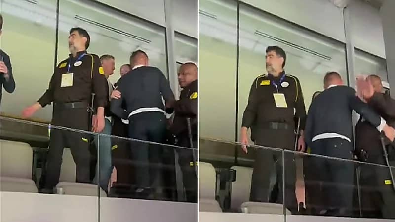 شاهد.. لحظة طرد والد هالاند من المقصورة الرئيسية بعد مناوشات مع جماهير الريال