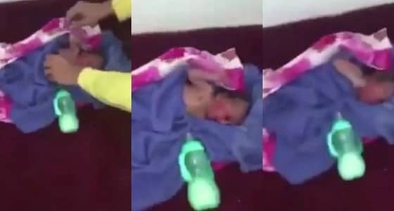 بالفيديو.. مواطن يعثر على مولود " لقيط " في أحد المساجد