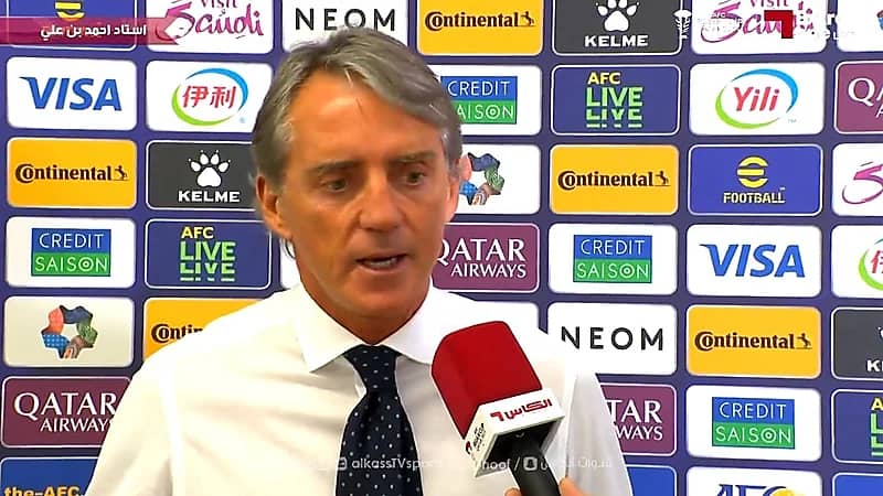 مانشيني: لسنا مرشحين للفوز بكأس آسيا .. فيديو