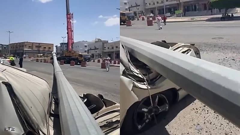 سقوط عمود إنارة أثناء عملية صيانة لبلدية بلقرن.. فيديو