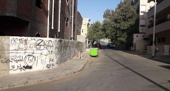 بالصور.. " العتيبية الفرعية " تشن حملة لطمس الكتابات الجدارية المشوهة