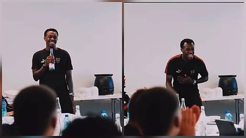 سعود عبدالحميد يغني بالعربية أمام لاعبي لانس .. فيديو