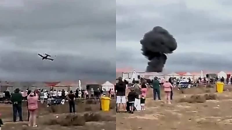 تحطم طائرة خلال استعراض جوي ومصرع قائدها .. فيديو