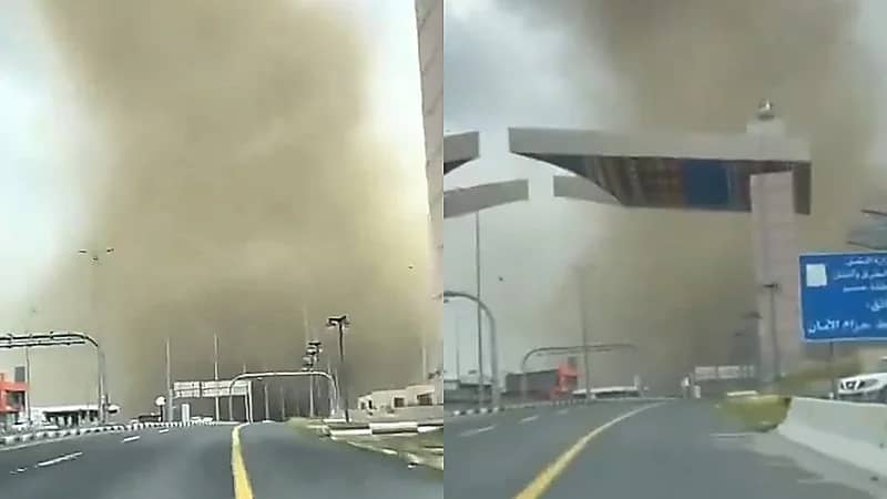 إعصار قمعي مهيب يضرب شمال أبها..  فيديو