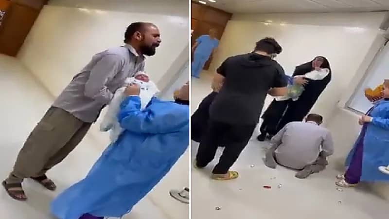 شاهد .. رجل يبكي فرحا بعدما رزق بمولود بعد 18 سنة من عدم الانجاب