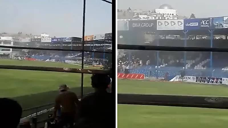 بالفيديو .. لحظة هروب مشجعين من مباراة للكريكيت هربا من انفجار