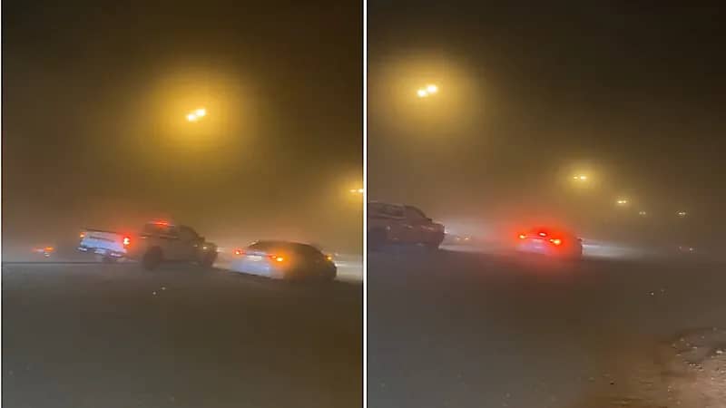 شاهد .. غبار كثيف يحد من الرؤية ورياح قوية بضواحي الرياض