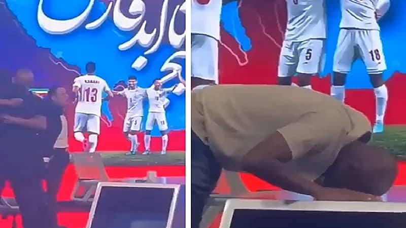 لاعب قطري يحتفل بالفوز داخل استديو قناة ايرانية .. فيديو