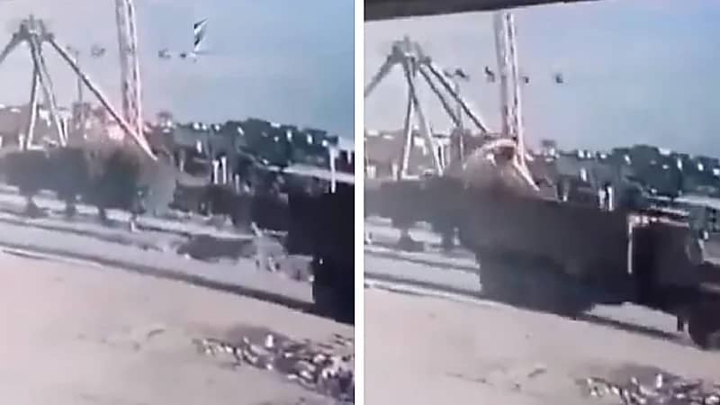 لحظة سقوط لعبة بإحدى الملاهي في العراق .. فيديو