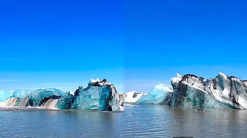 مشهد نادر لحظة انقلاب جبل جليدي .. فيديو