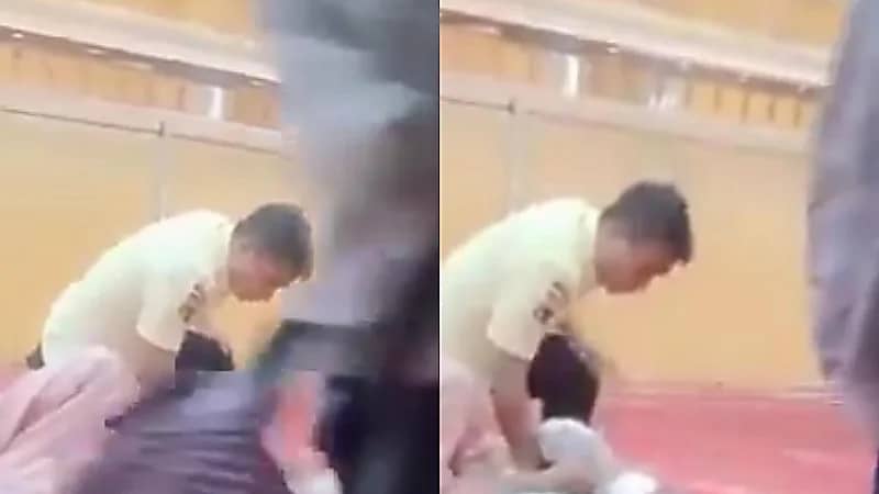 رجل يقتحم مصلى نسائي متنكرًا بزي نسائي  .. فيديو