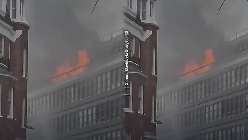 اندلاع حريق ضخم بشقة سكنية في لندن.. فيديو