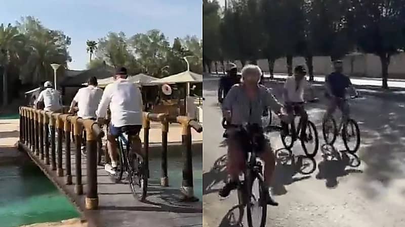 الأمير الوليد بن طلال يخطف الأنظار بجولة بالدراجة والجماهير : أبو خالد نبغى مهاجم .. فيديو