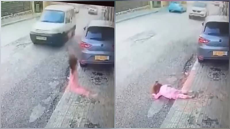 لحظة سقوط طفلة من شرفة منزل في إسبانيا.. فيديو