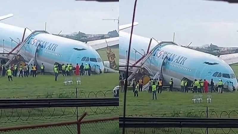 بالفيديو.. سقوط طائرة تحمل 173 شخصًا أثناء إقلاعها