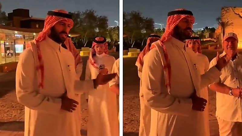 الأمير عبدالله بن سلطان يخطف الأنظار بلكنته النجدية أمام وفد أجنبي .. فيديو