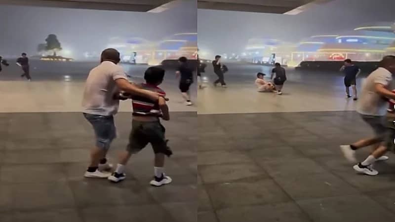 إعصار ويفا المدمر يجعل الأشخاص يتطايرون في الشوارع.. فيديو