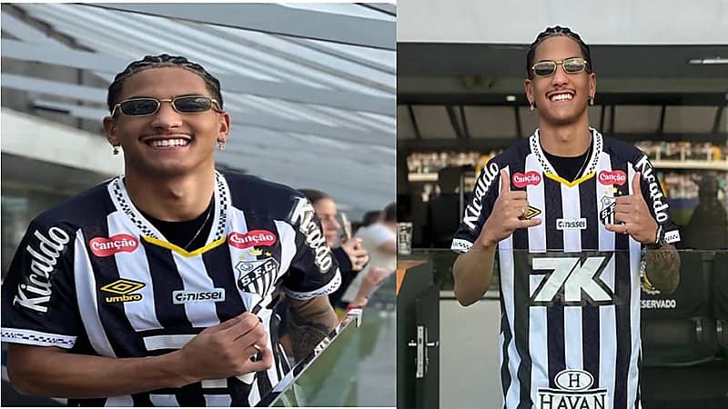 أنجيلو لاعب النصر يظهر في مدرجات سانتوس دعمًا لنيمار