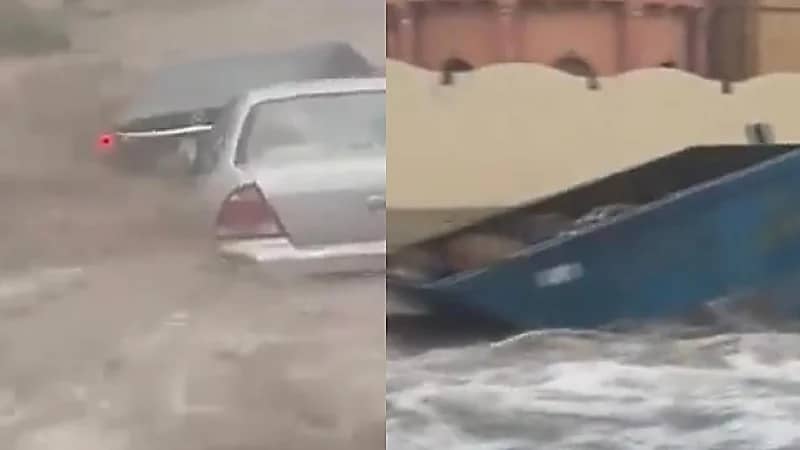 بالفيديو.. السيارات تسبح في المياة من شدة الأمطار على جدة