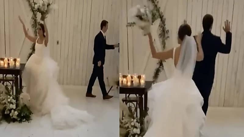 بالصور.. عروسان يتعرضان لكارثة بمجرد دخولهما قاعة الزفاف