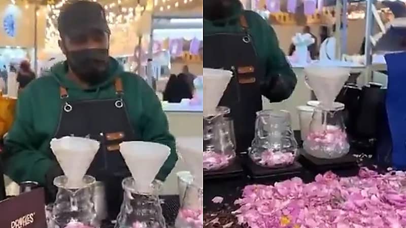 مقهى يقدم القهوة السوداء بالورد الطائفي ويثير تفاعلاً واسعًا .. فيديو