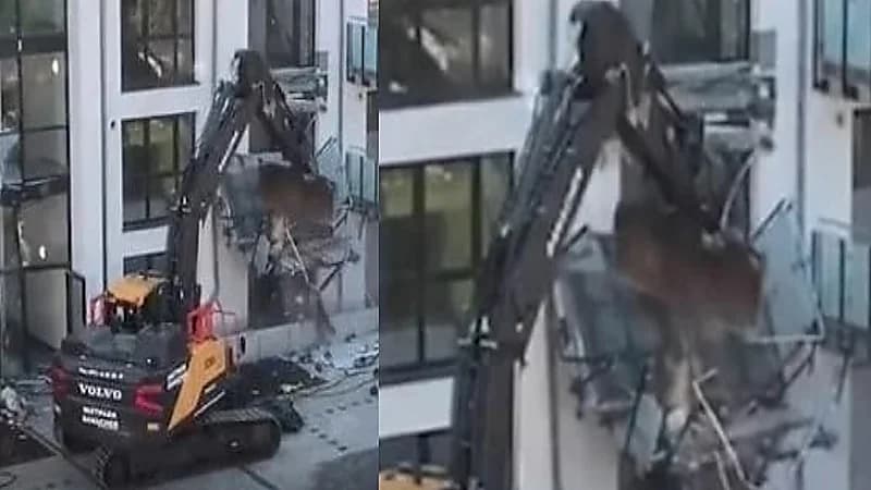 بالفيديو.. مقاول ينتقم من صاحب مبنى سكني بطريقة مروعة لعدم تلقيه أجره