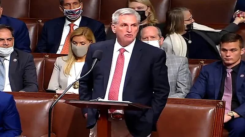 بالفيديو.. "كيفن مكارثي" يلقي خطاب لمدة 8 ساعات لوقف التصويت على قانون بايدن