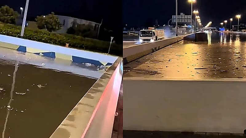 نفق سيارات تغمره مياه السيول بالكامل في الإمارات .. فيديو