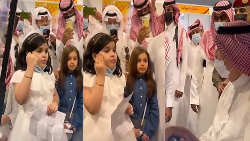 فيديو.. طفلة تخطف أنظار أمير جازان في مهرجان العسل