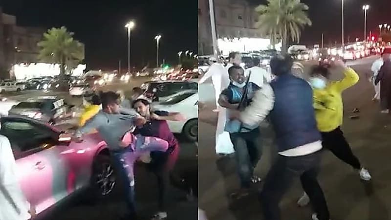 بالفيديو..مضاربة بالعصى والكراسي في حي السامر بجدة