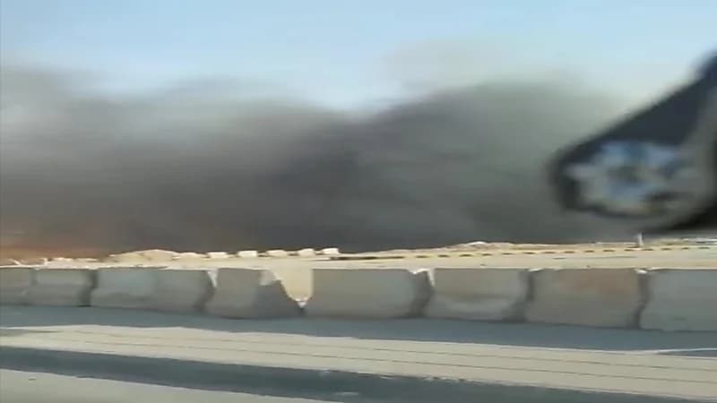 شاهد.. نشوب حريق في الوادي تحت الجسر المعلق