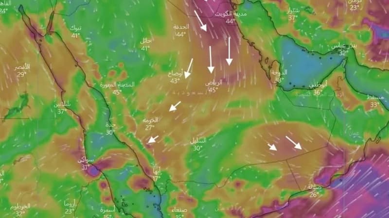 "المسند" يتوقع هبوب رياح جافة مثيرة للأتربة