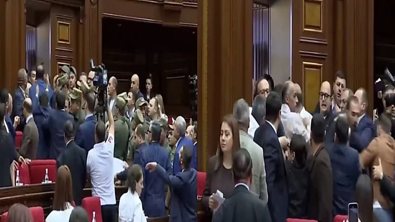 اندلاع شجار عنيف داخل البرلمان الأرمني.. فيديو