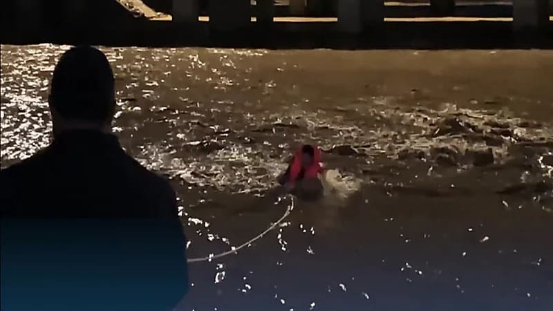 أحد رجال الدفاع المدني للمواطنين: أبعدوا عن السيل تكفون أنا خاطرت لأجلكم