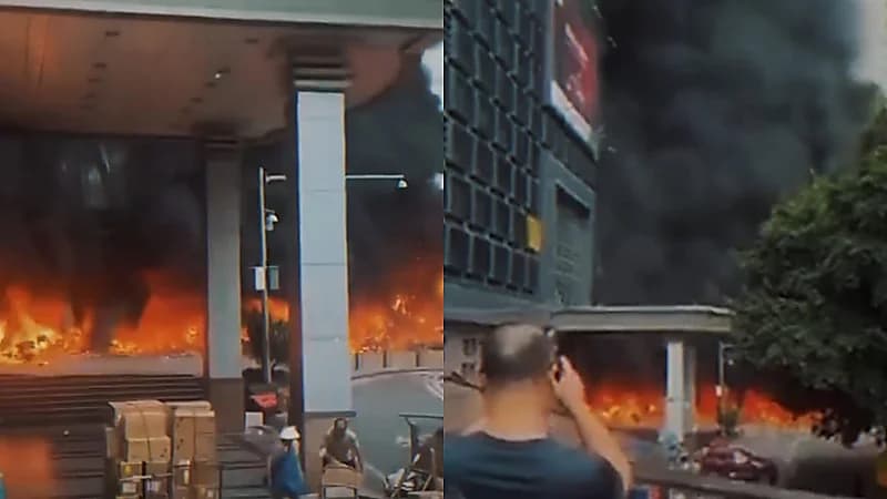 حريق ضخم يلتهم موقف دراجات نارية في الصين.. فيديو