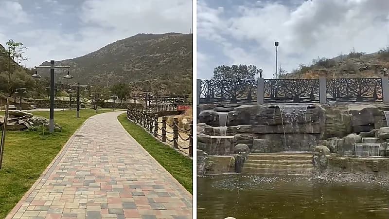 شاهد .. جمال الطبيعة في حديقة الشلال بالباحة يخطف الأنظار