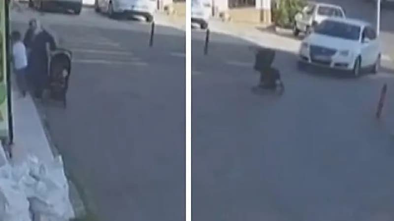 شاهد.. امرأة تترك عربة فيها رضيعها قرب الرصيف للتسوق وتتفاجأ بسقوطها من ارتفاع 3 أمتار 